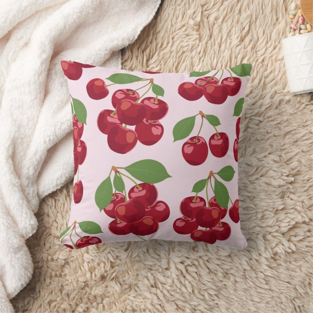 Almofada Padrão de Cereja Vermelha Quadrado (Cobertor)
