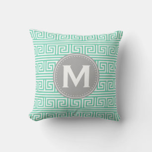 Almofada Padrão de Chave Grega de Moeda Moderna do Monogram