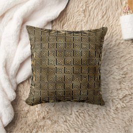 Almofada Padrão de Chave Grega Preto e Dourado