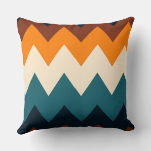 Almofada Padrão de Chevron Amarelo, azul e Turquesa
