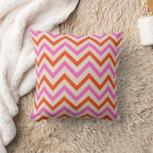 Almofada Padrão de Chevron cor-de-rosa e laranja Zigzag (Cobertor)