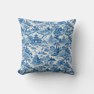 Almofada Padrão de chinoiserie azul