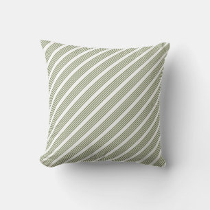 Almofada Padrão de cinco faixas verde-oliva e branco