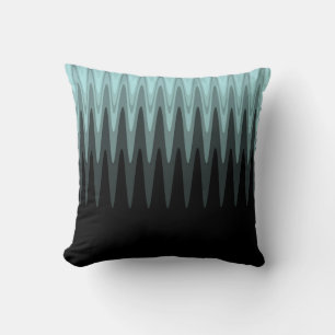 Almofada Padrão de Cinza de Teal Preto Zig Zag