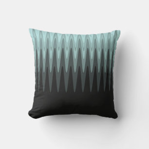 Almofada Padrão de Cinza de Teal Preto Zig Zag