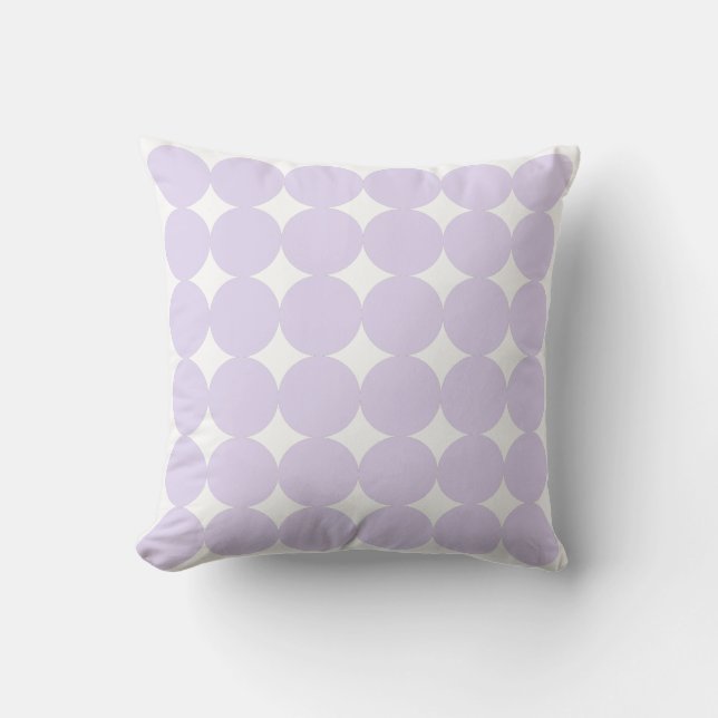 Almofada Padrão de Círculo Branco Suave e Lilás Roxo (Frente)