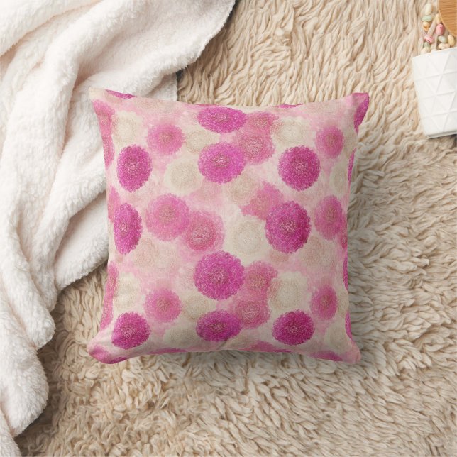 Almofada Padrão de Círculo de Renda Floral Abstrata Rosa (Cobertor)