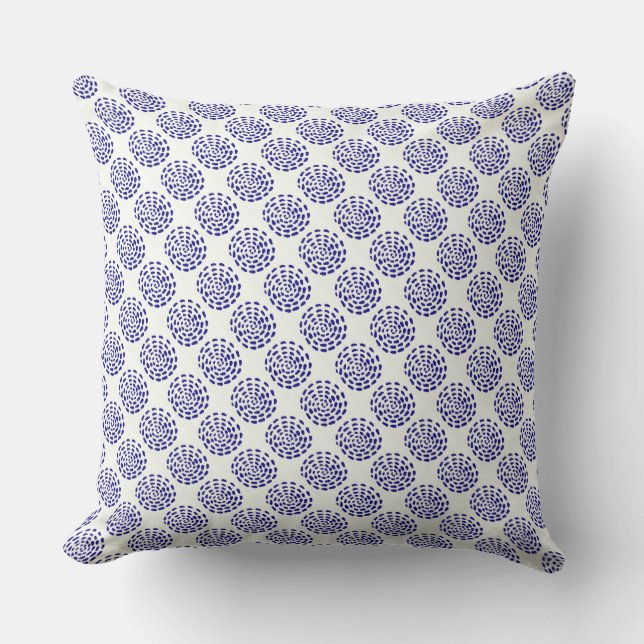 Almofada Padrão de círculo listrado azul escuro Indigo (Frente)