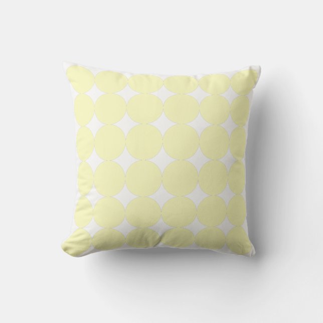 Almofada Padrão de Círculo Pastel Branco e Amarelo Suave (Frente)