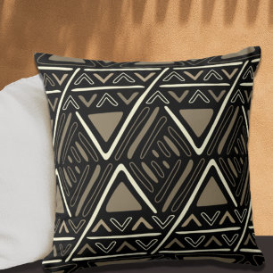 Almofada Padrão de clonagem de lama do Modern Boho Preto