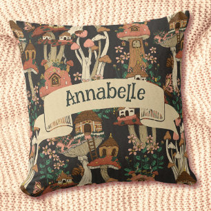 Almofada Padrão De Cogumelo Verde Preto Núcleo Floral De Co