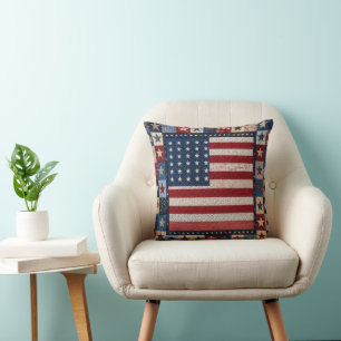 Almofada Padrão de Colcha da Bandeira Americana