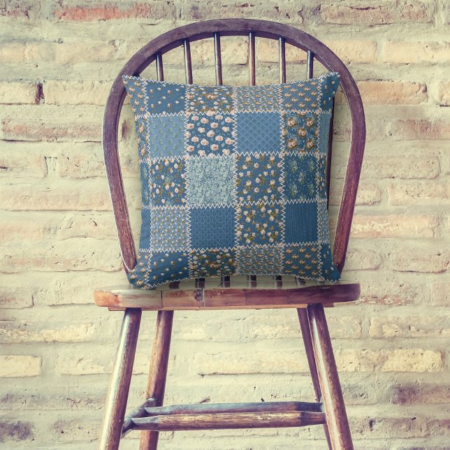 Almofada Padrão de Coleta de Coleta de Rosas Brancas Azuis (Criador carregado)