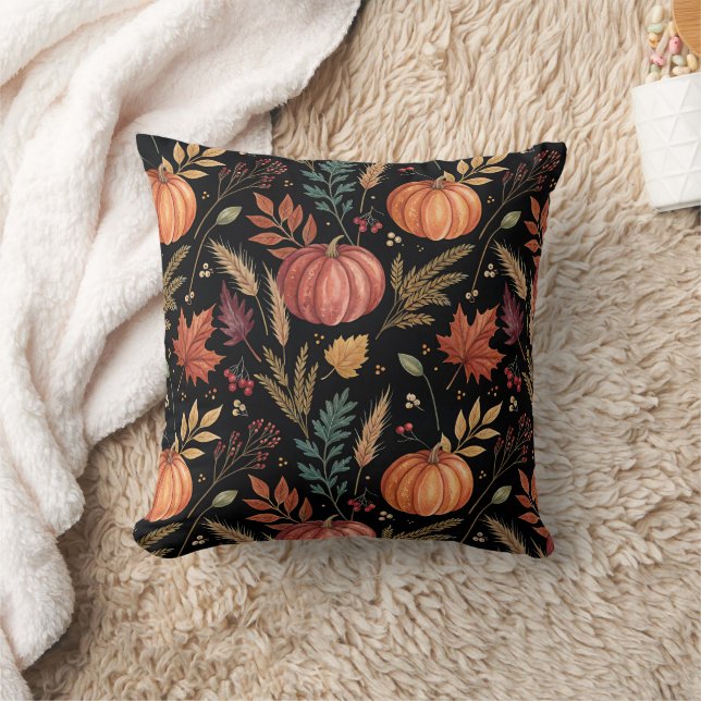 Almofada Padrão de Colheita de Outono de Aquarela (Cobertor)