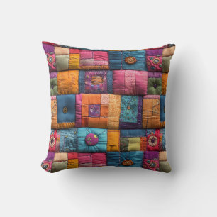 Almofada Padrão de Colisão de Patchwork Whimsical: Design c