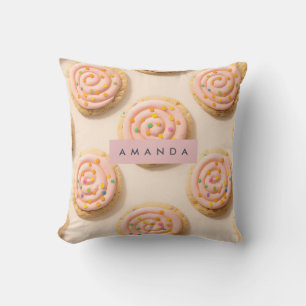 Almofada Padrão de cookie de Fosco rosa personalizado