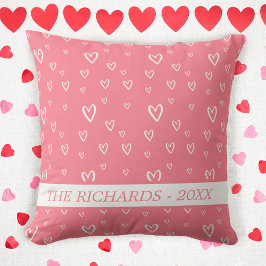 Almofada Padrão de Coração Cor-de-Rosa Blush Elegante