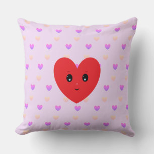 Almofada Padrão de Coração Rosa Claro e Violeta
