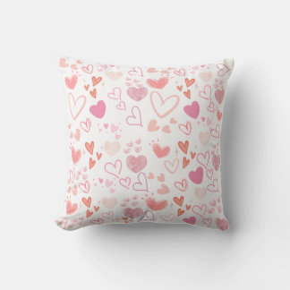 Almofada Padrão de Corações Cor-de-Rosa Decorativo