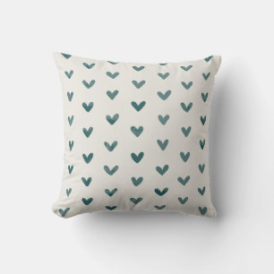 Almofada Padrão De Corações De Amor Teal Escuro Sem Branco