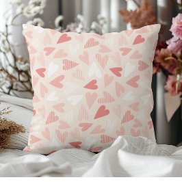Almofada Padrão de Corações Rosa Chic Decoração do Dia dos 