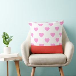 Almofada Padrão de Corações Rosa Minimalista e Decoração de