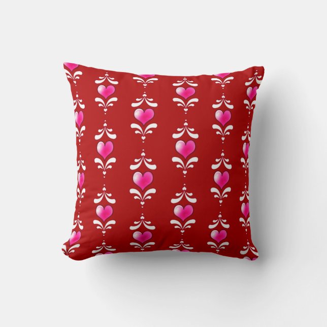 Almofada Padrão De Corações Vermelho E Rosa dia de os namor (Frente)