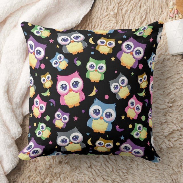 Almofada Padrão de Coruja Caprichosa em Decoração de Casa P (Cobertor)