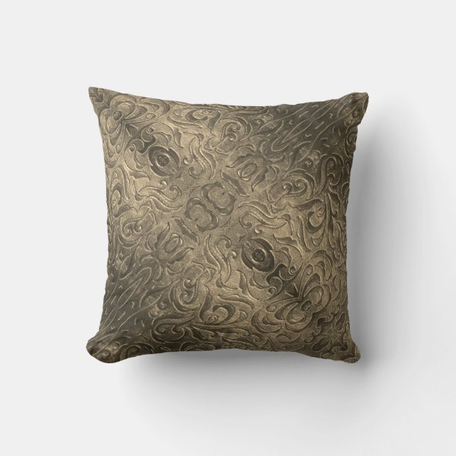 Almofada Padrão de couro russo castanho do oeste (Frente)