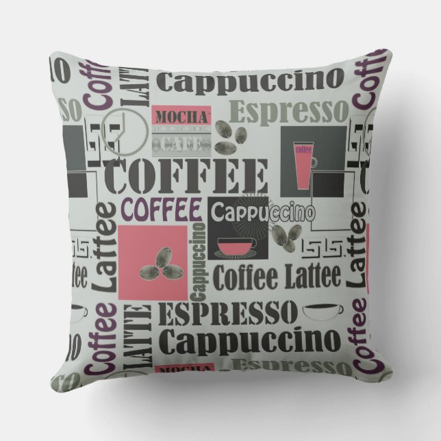 Almofada padrão de cozinha de café retrô para espresso latt (Verso)