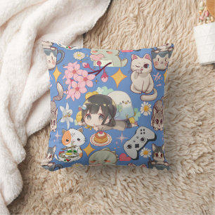 Almofada Padrão de Cuta de Sobrecarga de Animes L Azul BG