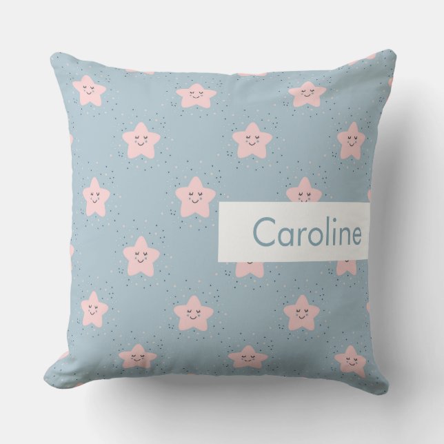 Almofada Padrão de Cute para Crianças de Nome Personalizado (Frente)