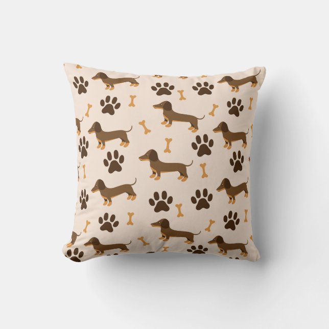 Almofada Padrão de Dachshund: Impressão de Vintage (Frente)