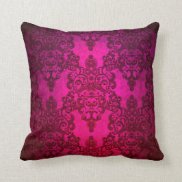 Almofada Padrão de Damasco Rosa Brilhante e Sofisticado