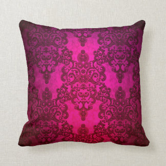 Almofada Padrão de Damasco Rosa Brilhante e Sofisticado