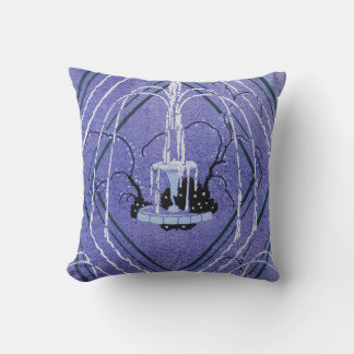 Almofada Padrão de Deco da Fonte de Água Roxa da Vintage