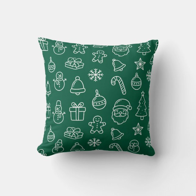 Almofada padrão de decoração de natal verde feriado (Frente)