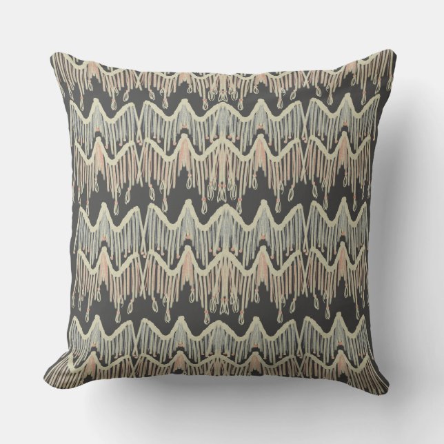 Almofada Padrão de Desenho de Malha Boêmica (Frente)