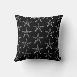 Almofada Padrão De Desenho De Starfish Em Preto