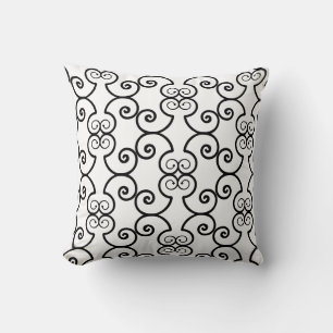 Almofada Padrão de design espiral preto em branco