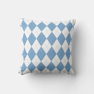 Almofada Padrão de Diamante Argyle Azul e Branco