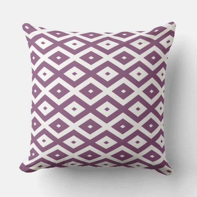 Almofada Padrão de diamante branco e Mauve (Frente)