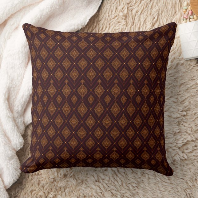 Almofada padrão de diamante burgundy e dourado (Cobertor)