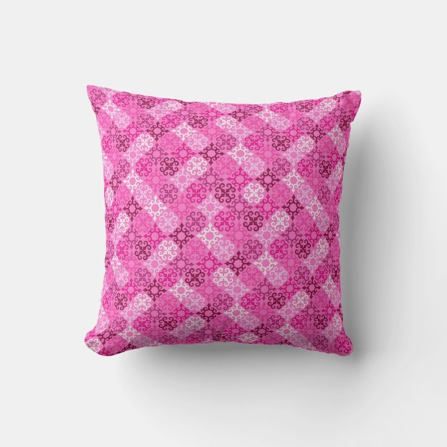 Almofada Padrão de Diamante com Filigrana Rosa (Frente)