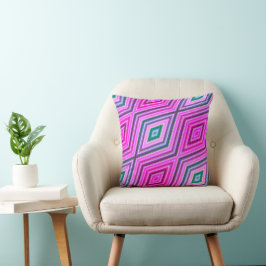Almofada Padrão de Diamante de Pastel Verde Roxo Moderno