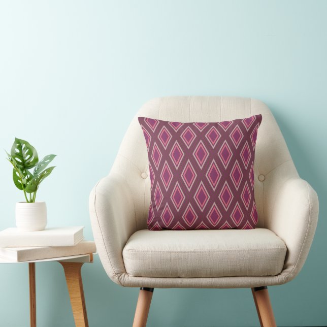 Almofada Padrão de diamante geométrico elegante em roxo (Cadeira)