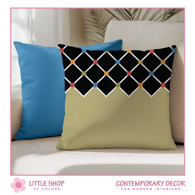 Almofada Padrão de Diamante Moderno de Khaki Green Harlequi (Criador carregado)