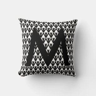 Almofada Padrão de Diamante Preto e Branco Elegante
