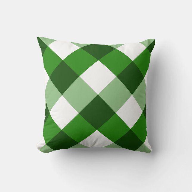 Almofada Padrão de Diamante Verde Argyle (Frente)