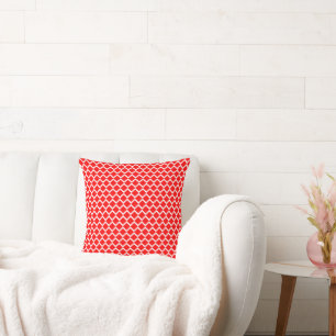 Almofada Padrão de diamante vermelho e branco